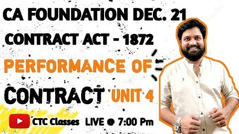 Performance of Contract CA Foundation I Contract Act Unit 4