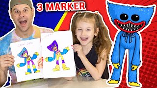 3 MARKER CHALLENGE. Coloreamos a Huggy Wuggy con rotuladores fosforitos