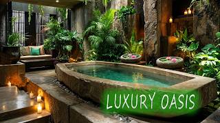 Luxury Tropical Spa Music Peaceful Jungle Ambience with Candlelight Water Relax Unwind
