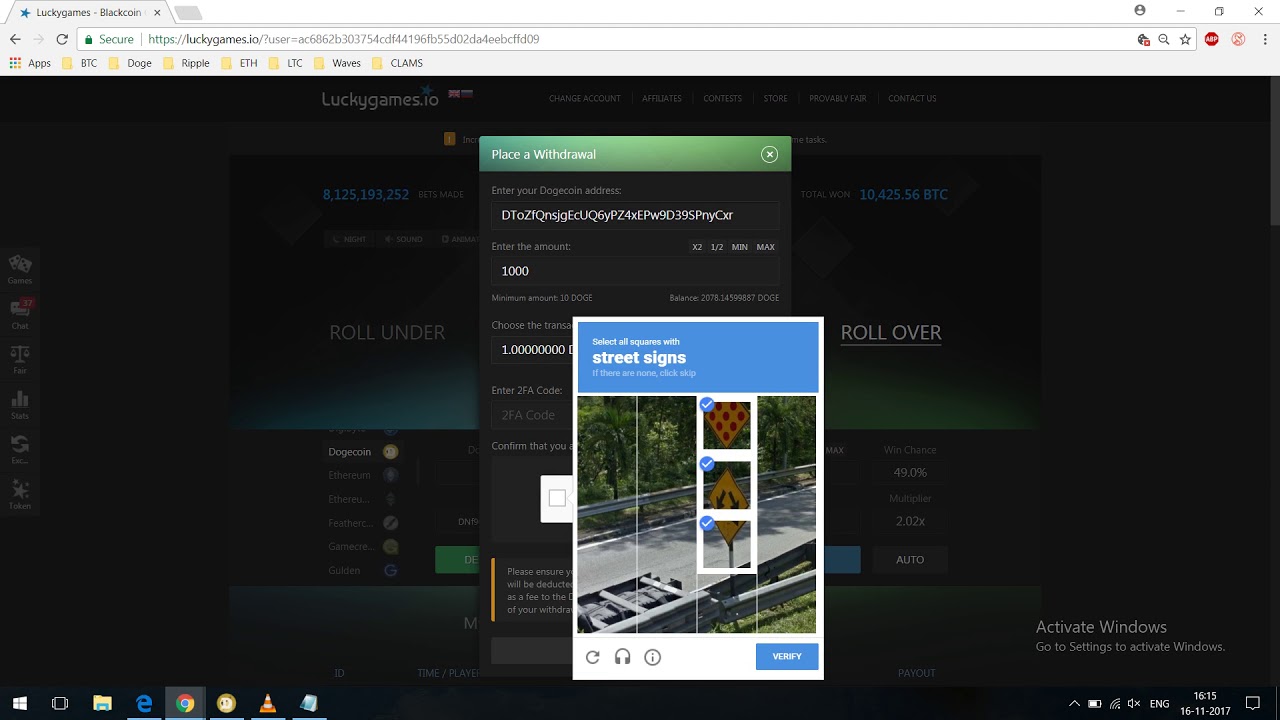 Doge payment proof from luckygames