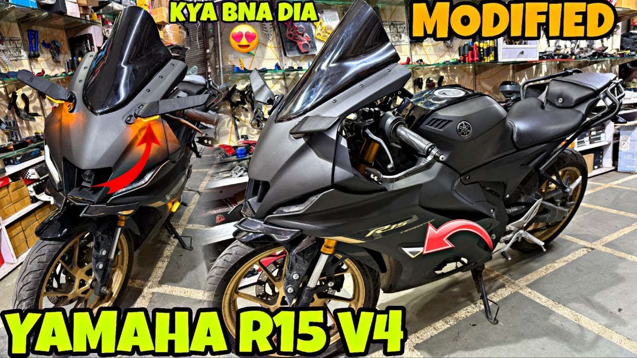 Isse kehte hai YAMAHA R15 V4 Modification 🔥| Full System exhaust Laga Dia | Visor | 