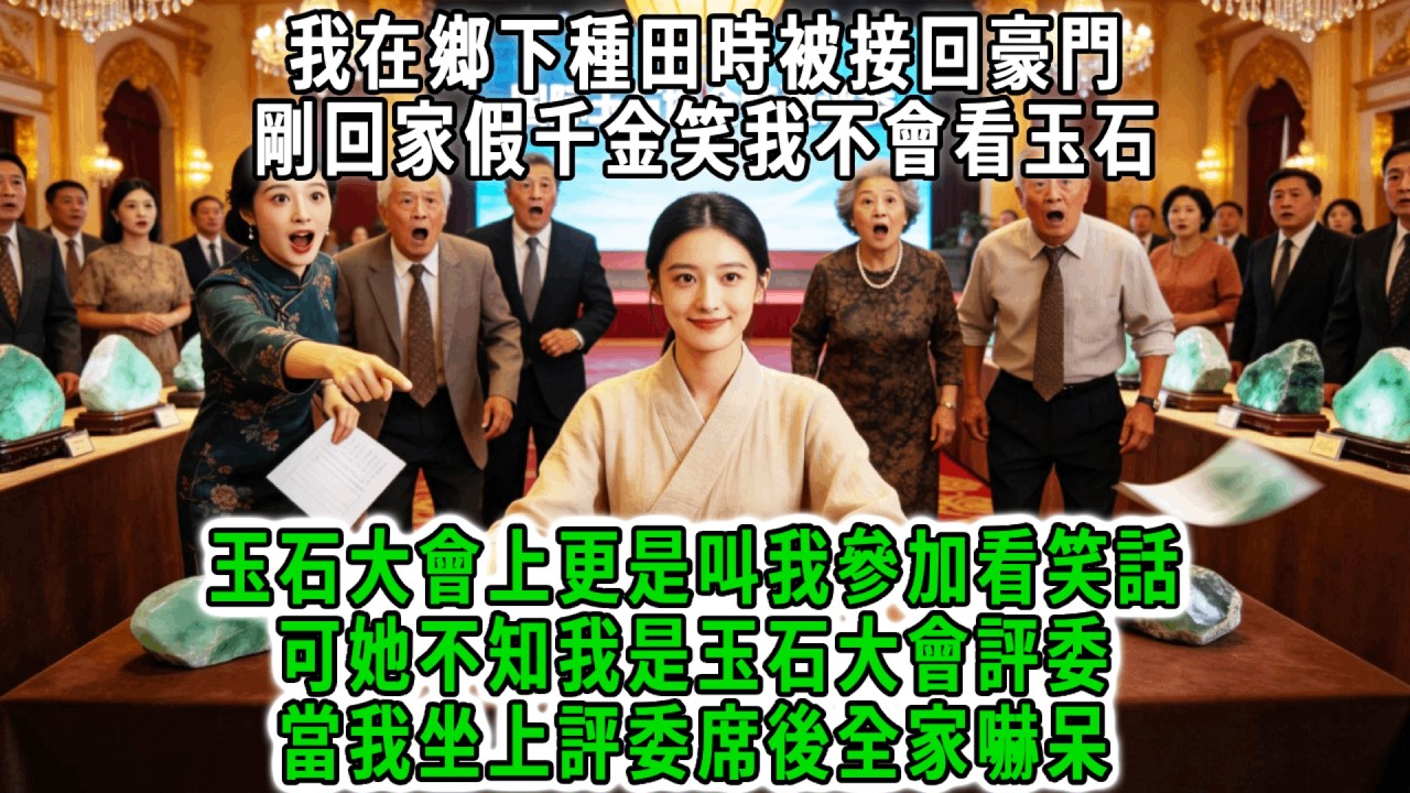 我在鄉下種田時被接回豪門，說我是玉石世家丟失的真千金，剛回家假千金笑我不會看玉石，玉石大會上更是叫我參加看笑話，可她不知我是玉石大會評委，當我坐上評委席後全家嚇呆！#荷上清風 #爽文