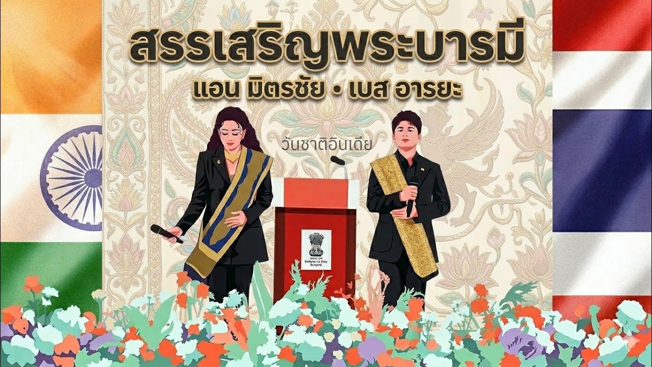 สรรเสริญพระบารมี 🇹🇭 | เพลงชาติอินเดีย 🇮🇳 | 77th Republic Day of India | แอนมิตรชัย • เบสอารยะ