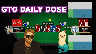 LLinusLL0ve vs. SeaLlama 100/200 HU NLHE VIP Highlights + GTO Training screenshot 4