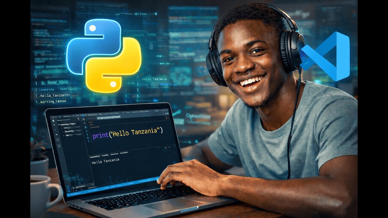 Python for Beginners 🐍 Download VS code | print("Hello Tanzania")