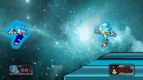 Super Jack(with aura) vs  Super Sonic Blue SSF2 MOD