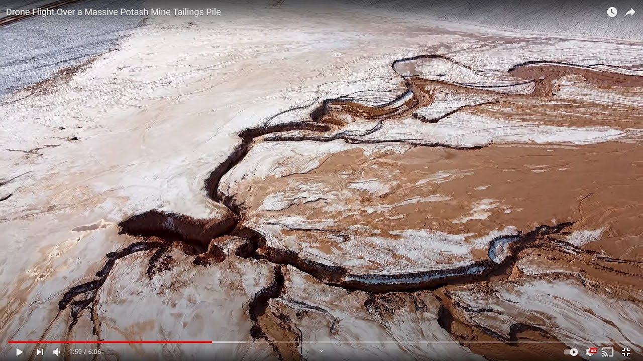 Drone Flight Over a Massive Potash Mine Tailings Pile