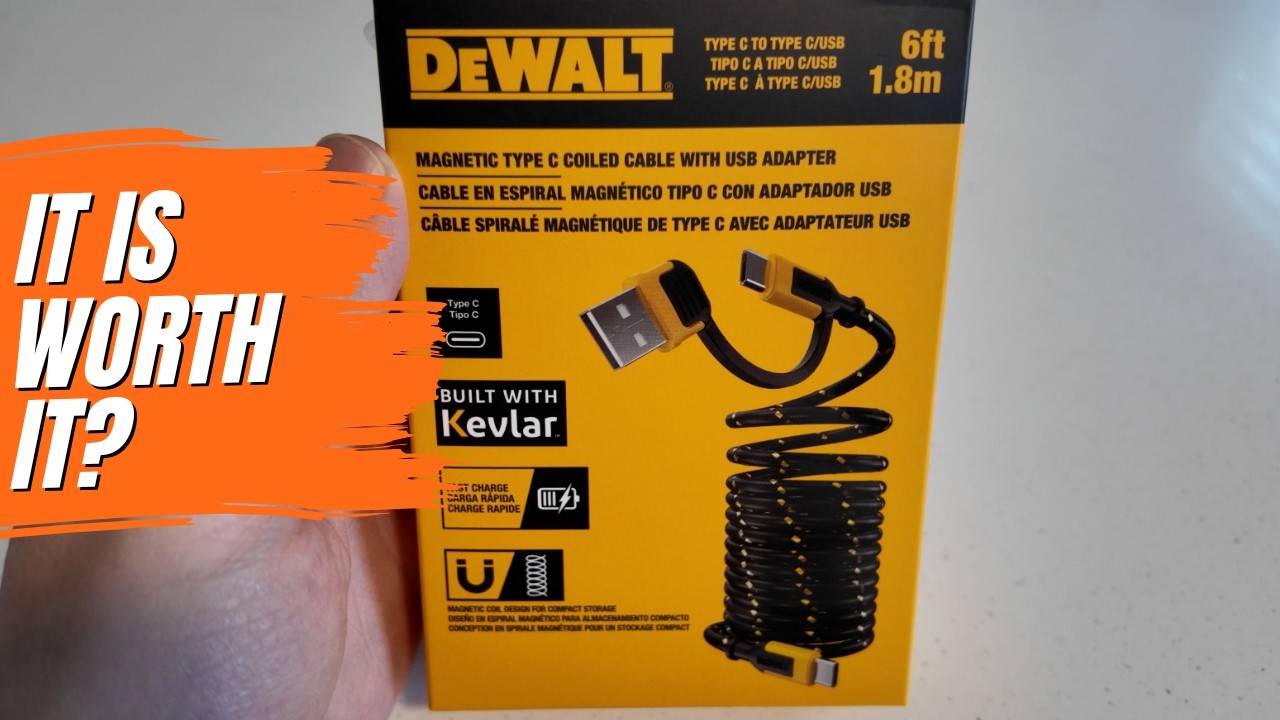 Cavo Ricarica DeWalt 10ft (3m) Kevlar Intrecciato Per Android Micro-USB - Nuovo DXMA1311323