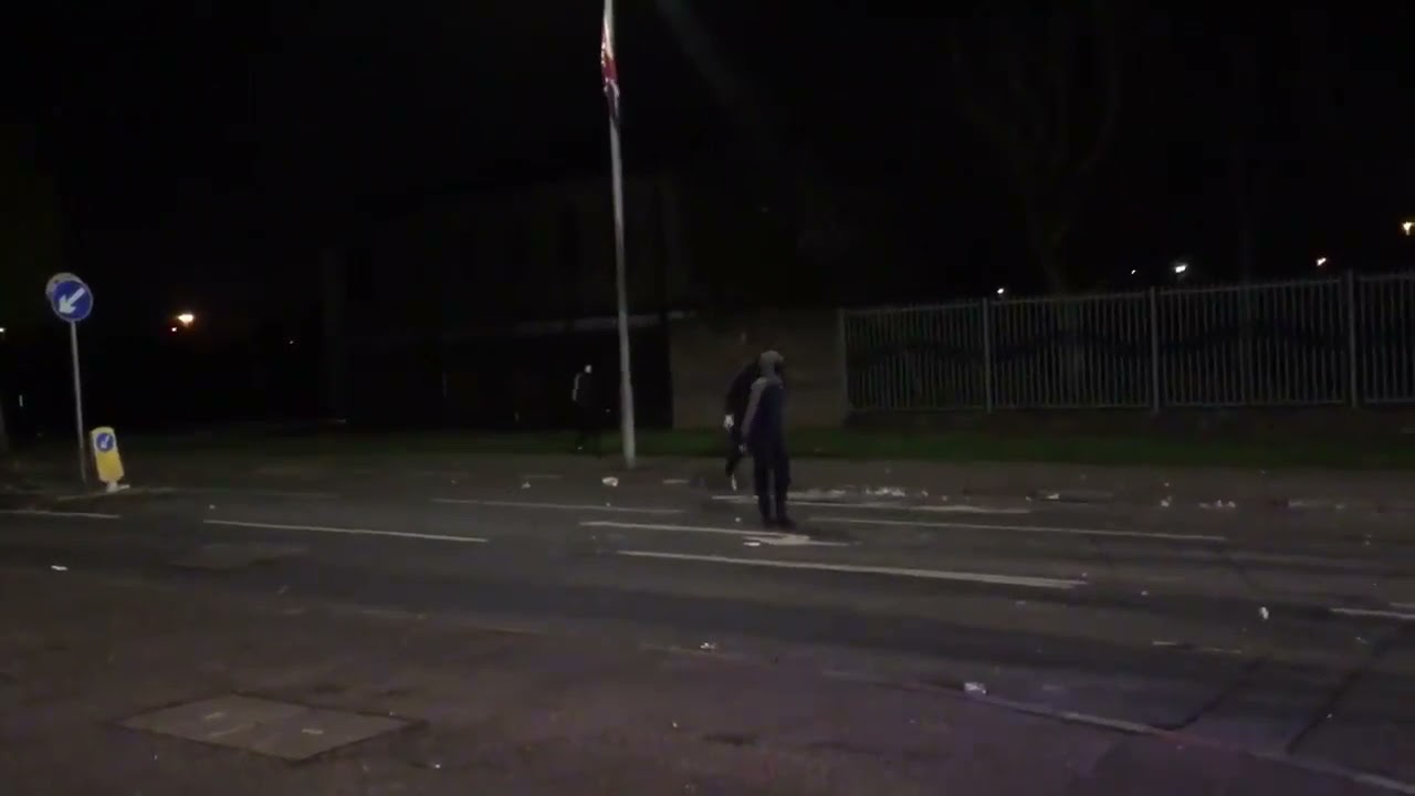 A small group continue to attack police in Tigers Bay