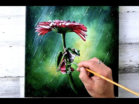 Flower and Frog | Easy and Fun Acrylic Painting for Beginners