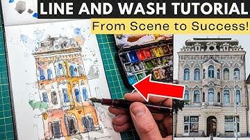 Lijn- en verf-aquareltutorial voor beginners - Hoe je jouw scène kiest ÉN deze schildert!