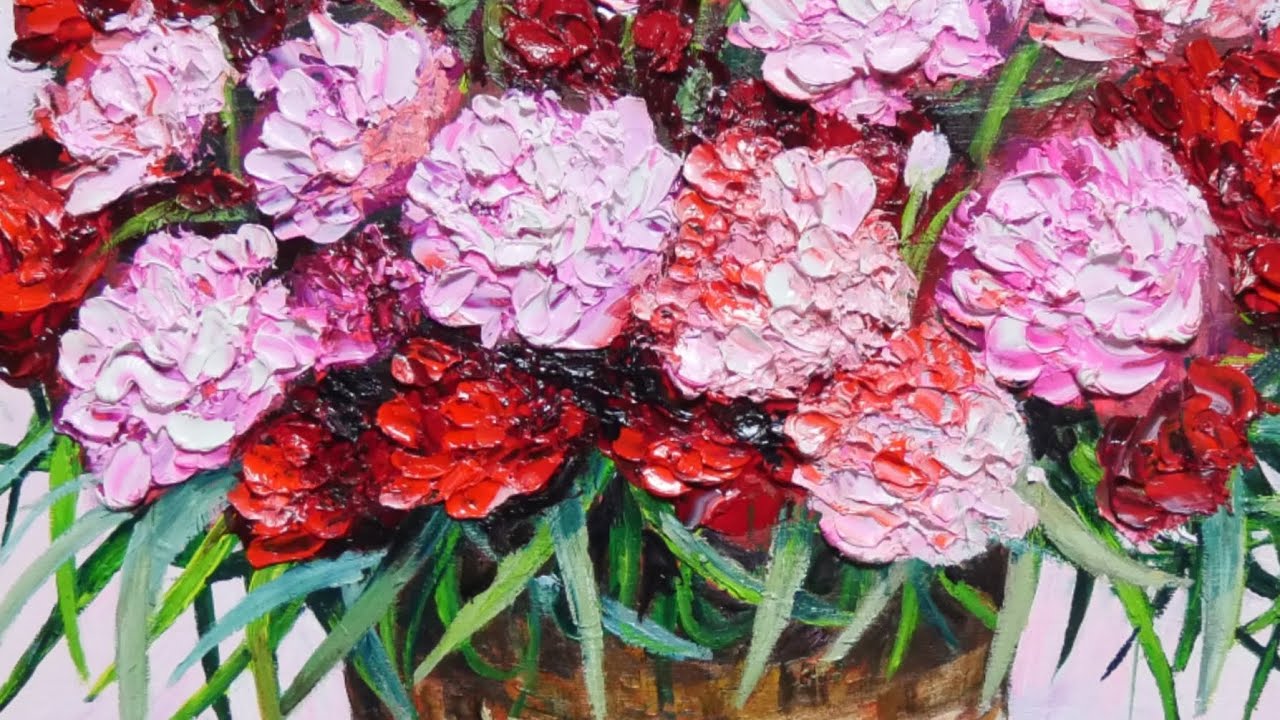 油絵 油彩 油彩画 絵 絵画【赤いカーネーション】