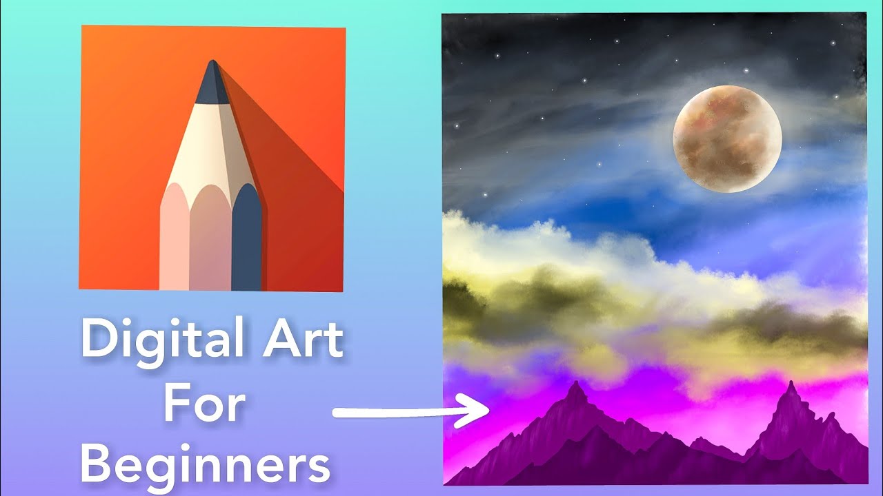 Moonlight Digital Art || Step by Step Tutorial || Easy Drawing for ...