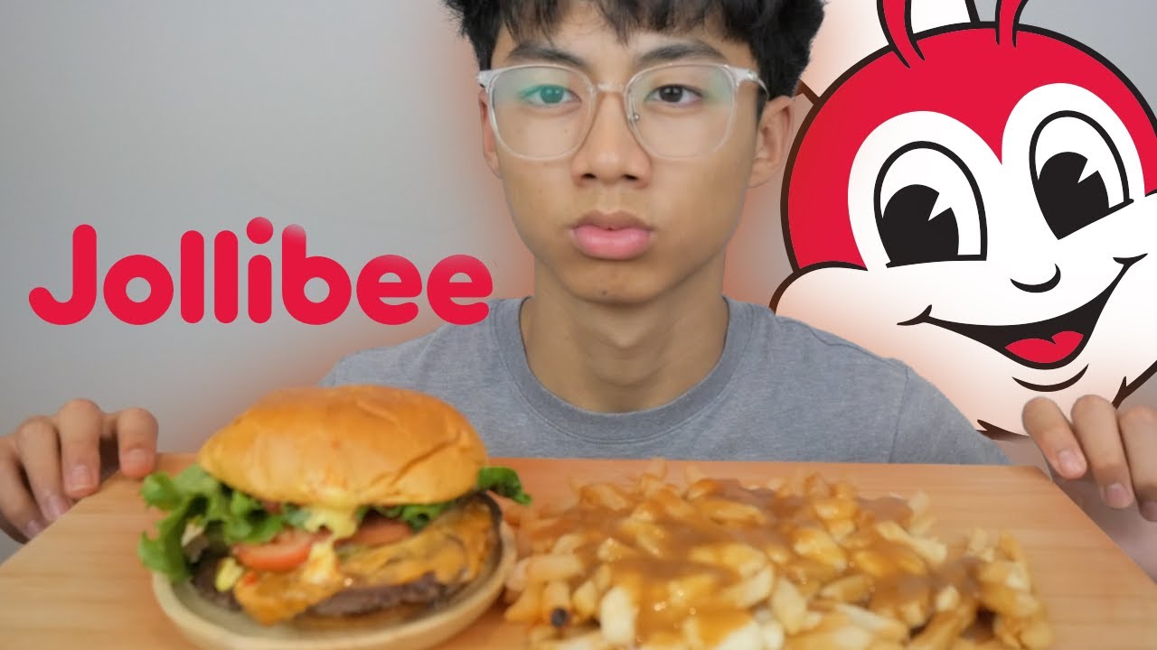 JOLLIBEE Angus Deluxe Burger with Jollibee poutine | N.E Let's Eat