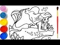 Nàng tiên cá cho bé vẽ và tô màu | Dạy bé vẽ | Dạy bé tô màu | Mermaid Ariel coloring and drawing