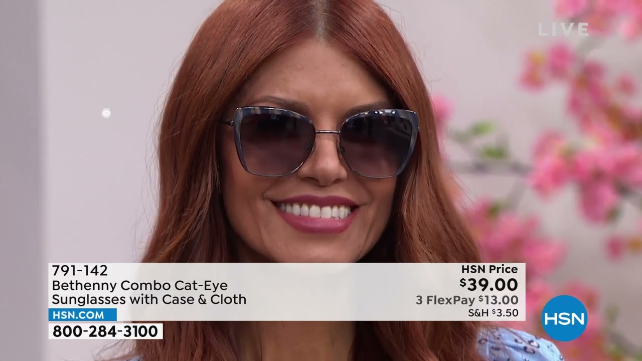 Bethenny Combo CatEye Sunglasses with Soft Case   Cleani...
