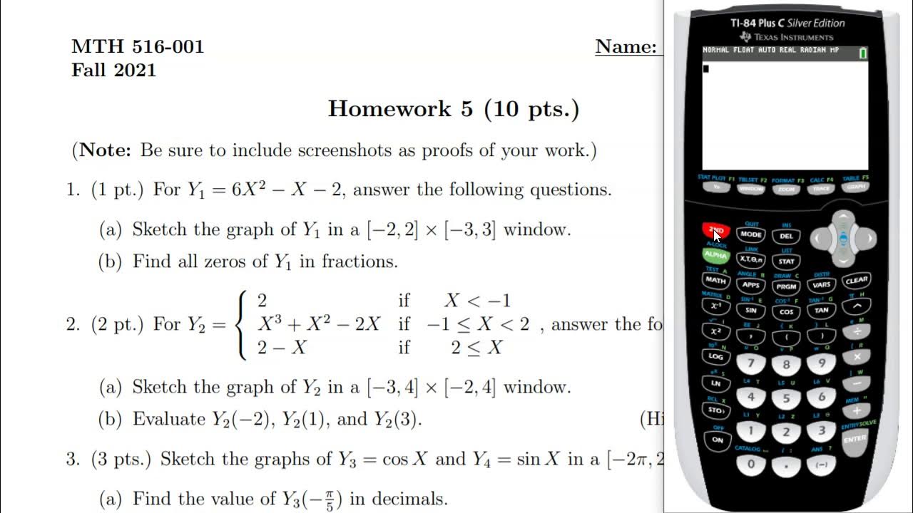 TI Graphing Calculator Graphing and Finding Zeros M516 H5 1 (S21