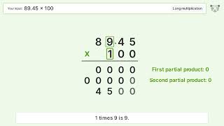 89.45 x 100 Long Multiplication - Step-by-Step