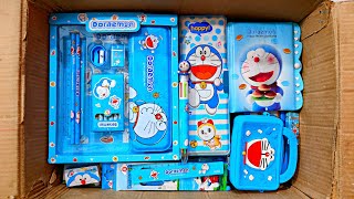 Unboxing Modern Blue Stationery📚, Password Notebook, Pouch, Ruler, Pencil Case, Eraser, Sharpener
