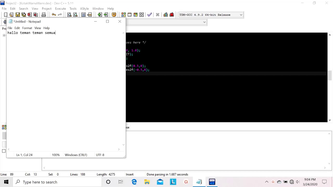 Membuat Kotak Warna-Warni Menggunakan OPENGL DEV C++ - YouTube