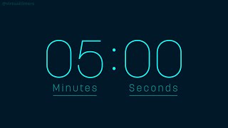 5 Minutes Countdown Timer with Alarm & Time Markers / Chapters - Rounded - Blue