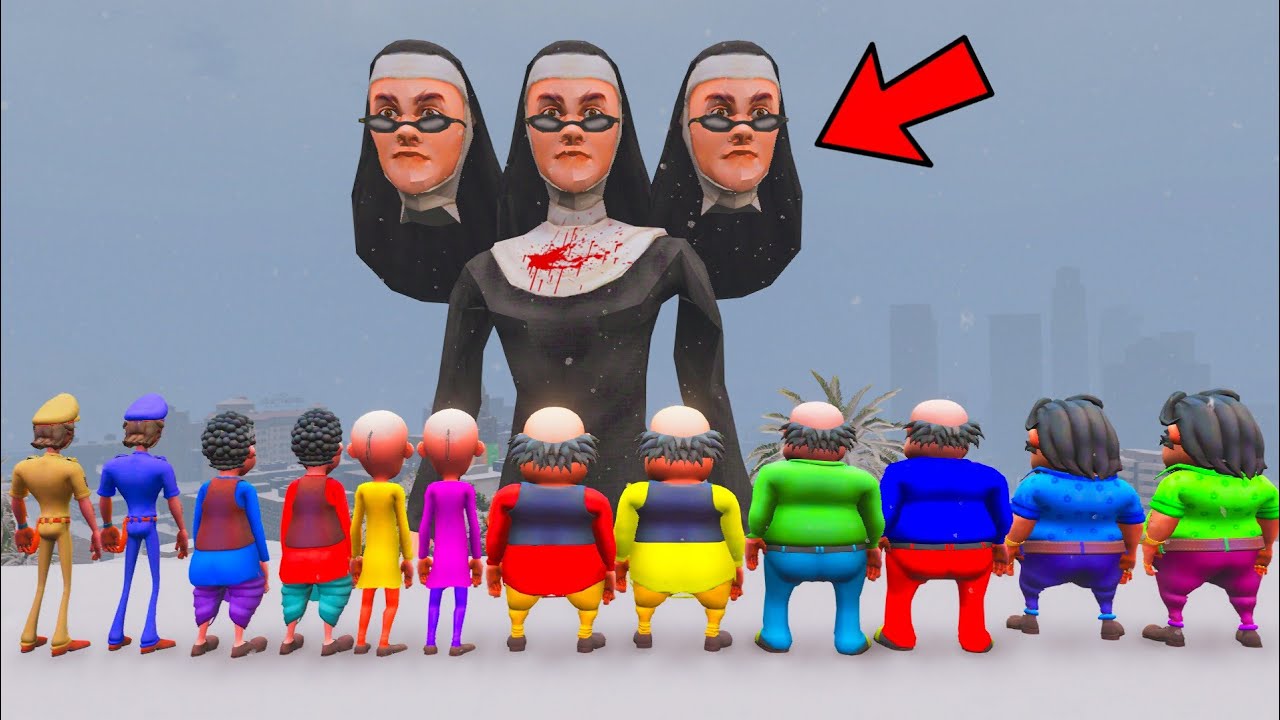 Motu Patlu Playing Hide And Seek With John And Big Evil Nun In Gta 5