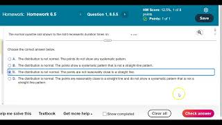 Math 14 6.5.5 Examine the normal quantile plot & determine if it depicts a normal distribution.