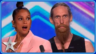 TERRIFYING danger act lifts Amanda with his EYE SOCKETS! | Auditions | BGT 2023