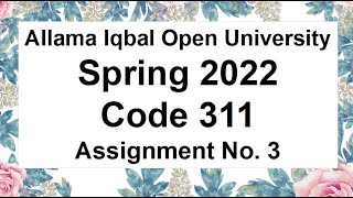 AIOU Code 311 Solved Assignment No.3 Spring 2022 || Subject: Book Keeping & A/C || Level: FA/ I Com