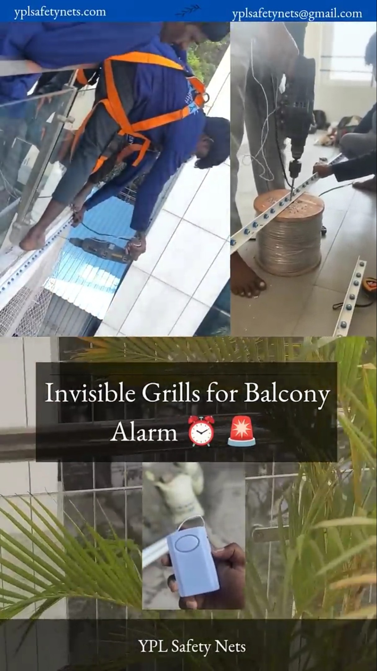 Invisible Grills Alarm Installation | Smart Balcony Security Solutions | YPL Invisible Grill — YPL Safety Nets video thumbnail