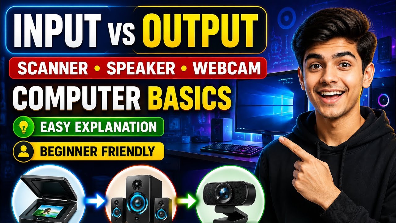 Input & Output Devices Explained | Scanner Speaker Webcam Full Tutorial ...