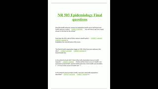 NR 503 Epidemiology Final WEEK 8 questions