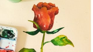 Red Rose bud watercolor tutorial, a step by step art lesson for beginners screenshot 5