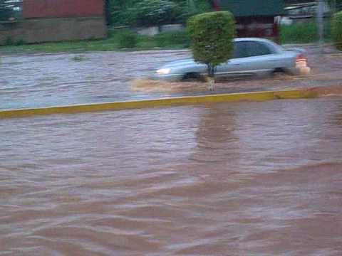 Un poquito de agua que llovio en El Tigrito esto es en el malaver