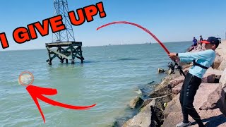 This Fish Was WAY too BIG To REEL IN! **Almost Gave Up** (Texas City Dike)