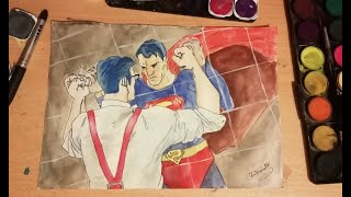 Süperman Clark Kent Çizimi Draw Watercolor