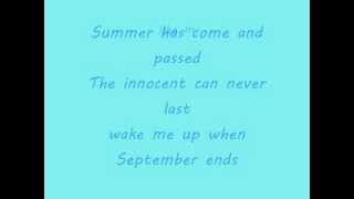 Green Day-Wake Me Up When September Ends(lyrics)