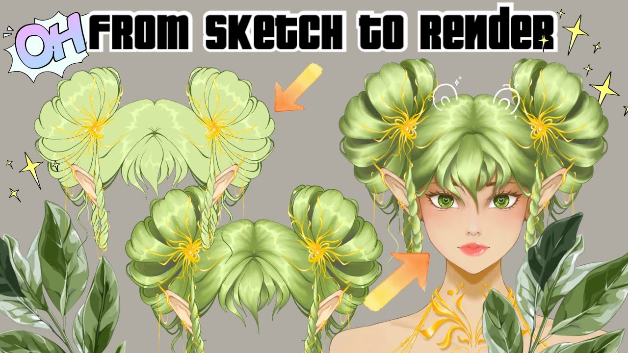 this is how i render a vtuber model's hair in anime style - digital speed painting process