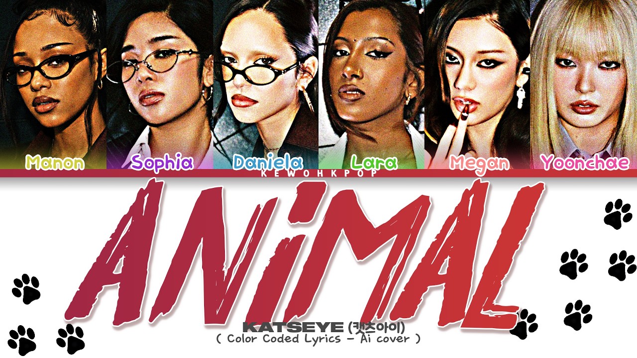 KATSEYE 캣츠아이 | 'Animals' - Using AI cover (Color coded lyrics) OT6