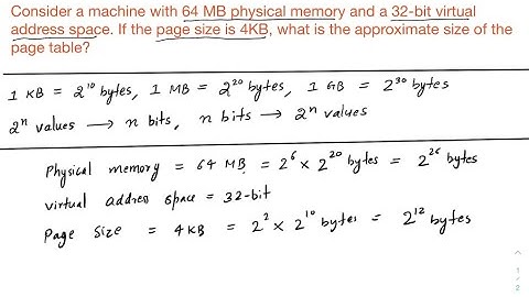 1/2: Page table size calculation example in paging | Memory management in operating system