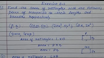 Class 8 - Exercise 8.2 - Q 2  | Find the area of rectangle with the following pairs of monomials