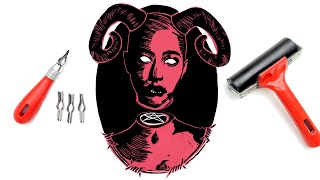 Devilish - Layered Lino Print Speed Art