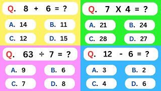 Addition,Subtraction,Multiplication & Division Quiz 4|Maths Quiz For Kids|Quiz Time|Math For Grade 2