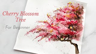 Easy Cherry Blossom Trees Tutorial | Watercolor for Beginners