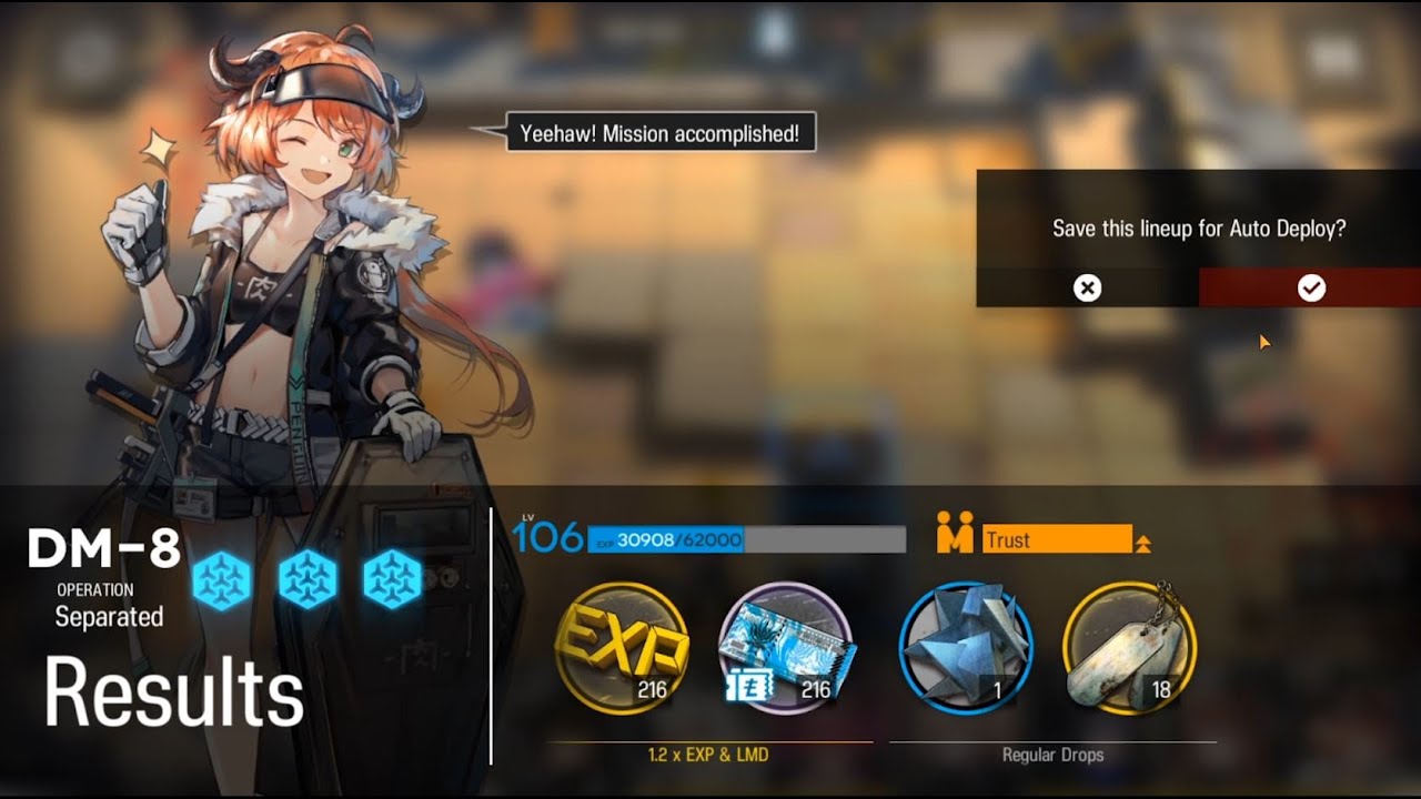 ARKNIGHTS DM8 Oriron Cluster Farm 3Op Trust Siege, Blaze and