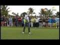 Golf swing transition  tiger woods slow motion front and rear views