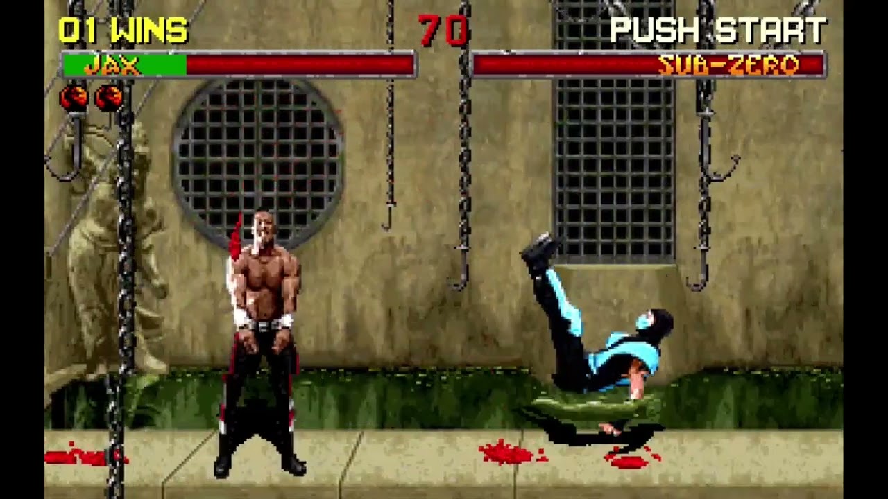 Those random gaming images - Mortal Kombat II (Arcade, 1993) Sub-Zero wins  a mirror match with a Fatality at the Dead Pool arena. After being melted  down to a skeleton at the