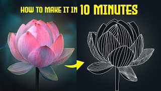 Lotus Flower Hand Drawn Botanical flower | Adobe Illustrator Tutorial  |speed art