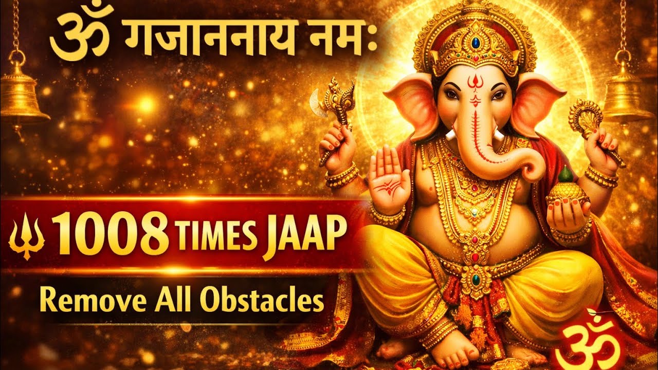 ॐ गजाननाय नमः | Aum Gajananye Namah 1008 Times Jaap | Ganesh Mantra for Success & Peace
