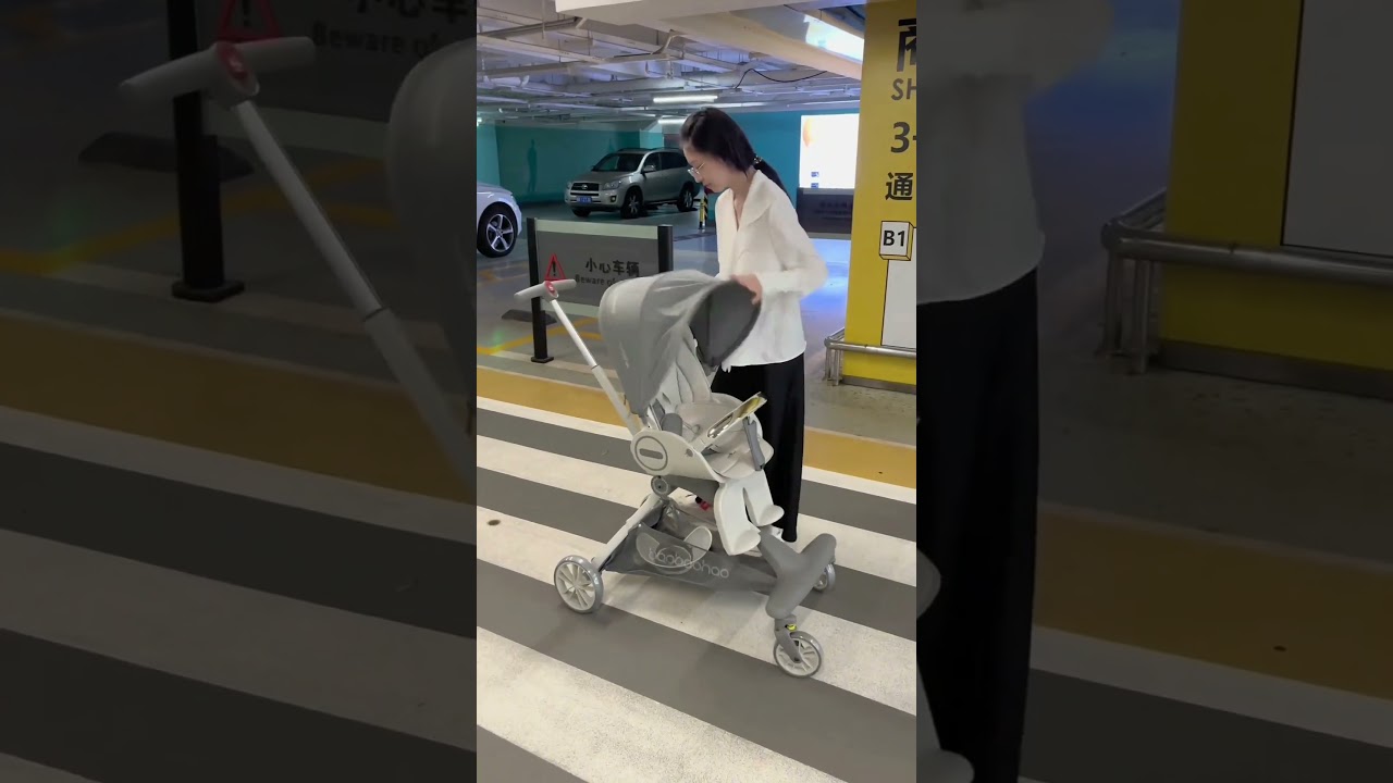 Poussette haute vue V9-grey, sûre et stable, tissu doux pour la peau et confortable 